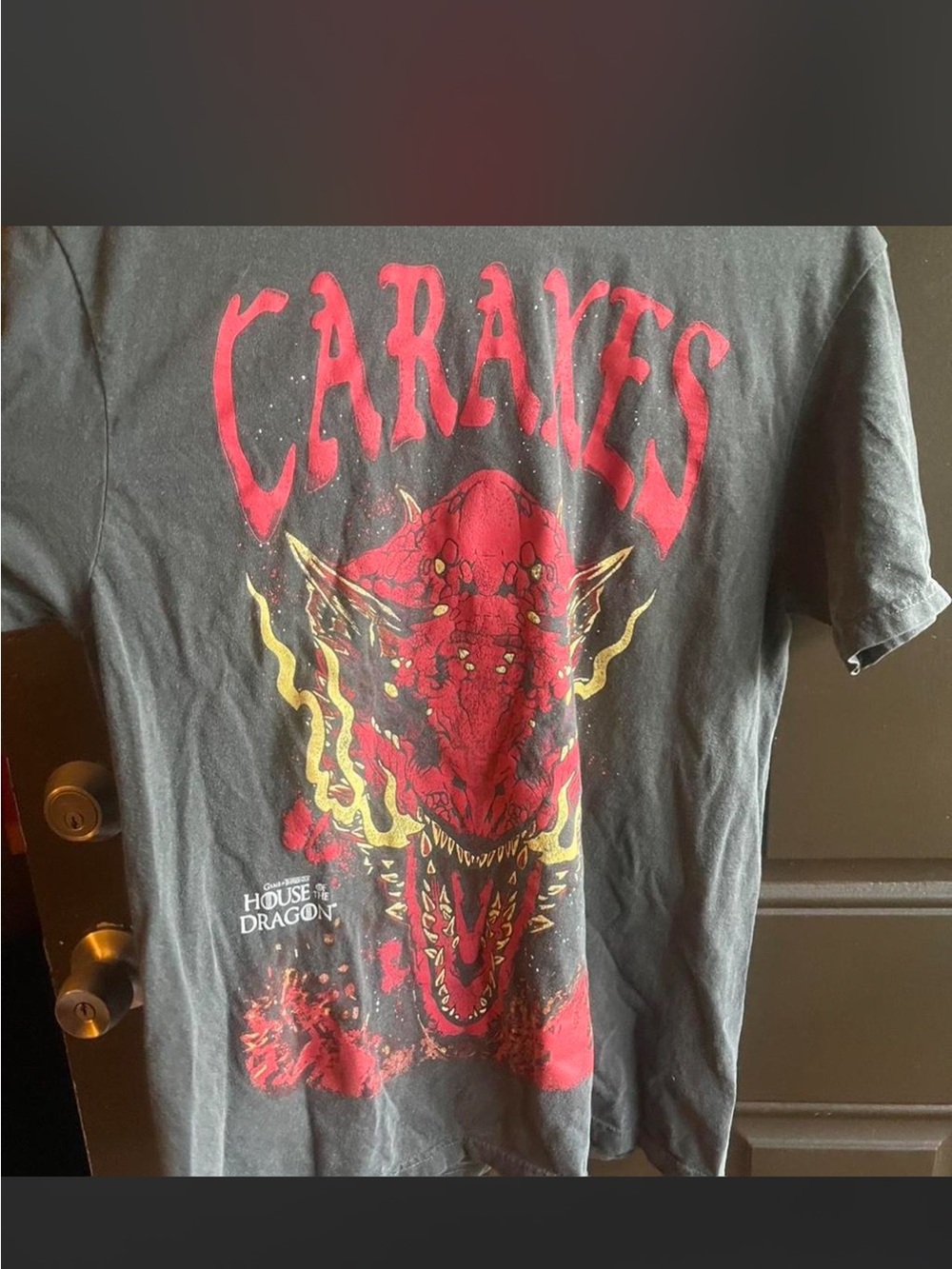 Caraxes House Of The Dragon Graphic Tee - Black with Red & Yellow Illustration